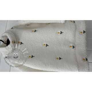 Tessuto per cappotti TEDDY EMBROIDERY Flowers off white