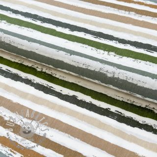 Tessuto di cotone Big stripes Snoozy old green