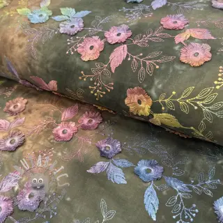 Tessuto di cotone TIE DYE EMBROIDERY Poppy design N