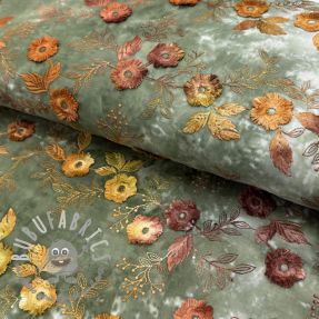 Tessuto di cotone TIE DYE EMBROIDERY Poppy design O