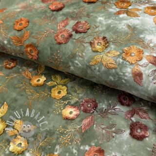 Tessuto di cotone TIE DYE EMBROIDERY Poppy design O
