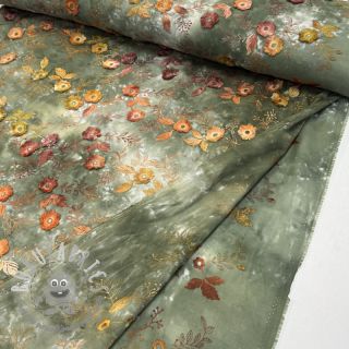 Tessuto di cotone TIE DYE EMBROIDERY Poppy design O