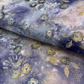 Tessuto di cotone TIE DYE EMBROIDERY Poppy design T