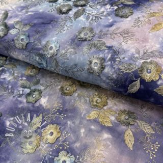 Tessuto di cotone TIE DYE EMBROIDERY Poppy design T