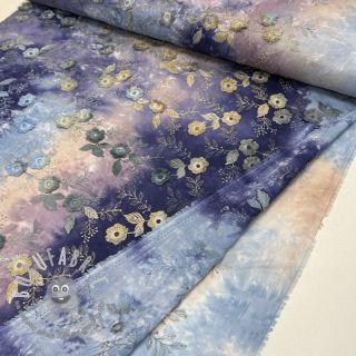 Tessuto di cotone TIE DYE EMBROIDERY Poppy design T