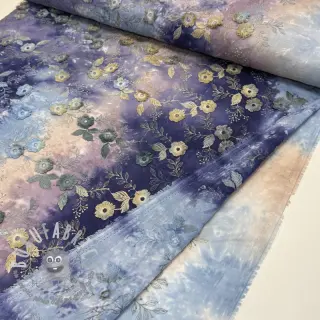 Tessuto di cotone TIE DYE EMBROIDERY Poppy design T