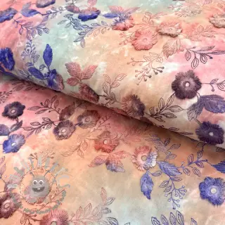 Tessuto di cotone TIE DYE EMBROIDERY Poppy design R