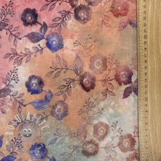 Tessuto di cotone TIE DYE EMBROIDERY Poppy design R