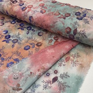 Tessuto di cotone TIE DYE EMBROIDERY Poppy design R