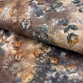 Tessuto di cotone TIE DYE EMBROIDERY Poppy design M