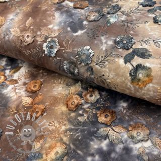 Tessuto di cotone TIE DYE EMBROIDERY Poppy design M