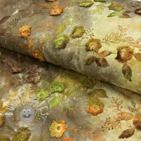 Tessuto di cotone TIE DYE EMBROIDERY Poppy design P