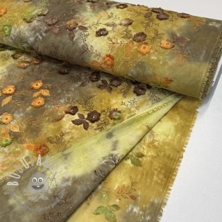 Tessuto di cotone TIE DYE EMBROIDERY Poppy design P