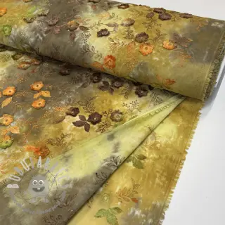 Tessuto di cotone TIE DYE EMBROIDERY Poppy design P