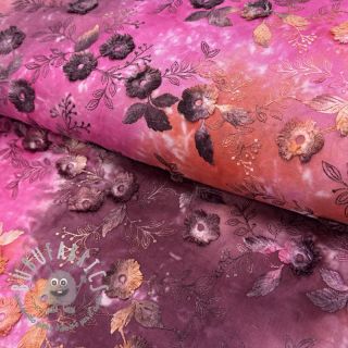 Tessuto di cotone TIE DYE EMBROIDERY Poppy design Q