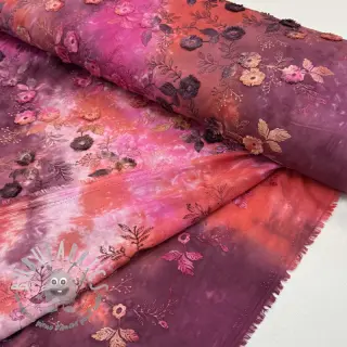 Tessuto di cotone TIE DYE EMBROIDERY Poppy design Q