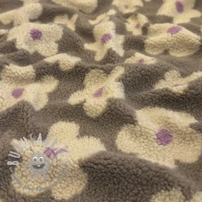 Tessuto per cappotti TEDDY JACQUARD Flowers taupe/beige