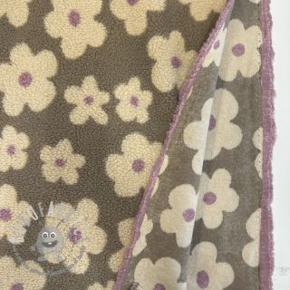 Tessuto per cappotti TEDDY JACQUARD Flowers taupe/beige