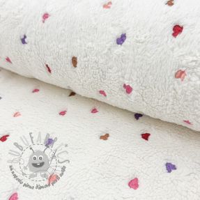 Tessuto per cappotti TEDDY Tossed hearts multi