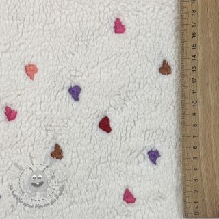 Tessuto per cappotti TEDDY Tossed hearts multi