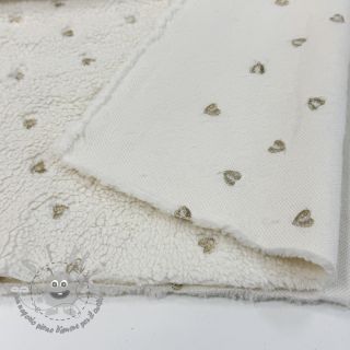Tessuto per cappotti TEDDY Tossed hearts gold