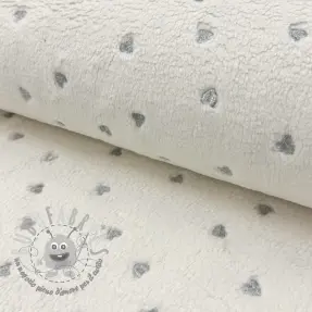 Tessuto per cappotti TEDDY Tossed hearts silver