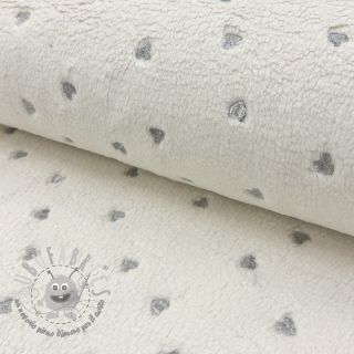 Tessuto per cappotti TEDDY Tossed hearts silver