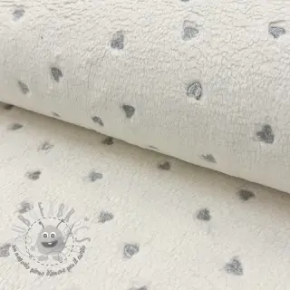 Tessuto per cappotti TEDDY Tossed hearts silver
