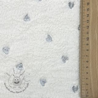 Tessuto per cappotti TEDDY Tossed hearts silver