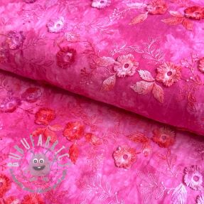Tessuto di cotone TIE DYE EMBROIDERY Poppy design U