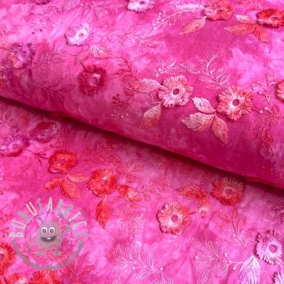 Tessuto di cotone TIE DYE EMBROIDERY Poppy design U