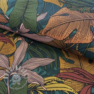 Tessuto decorativo premium Bush lines forest green