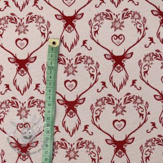 Tessuto decorativo DOUBLE FACE Landhaus Deer Heart dark red