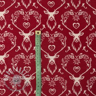 Tessuto decorativo DOUBLE FACE Landhaus Deer Heart dark red