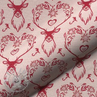 Tessuto decorativo DOUBLE FACE Landhaus Deer Heart dark red