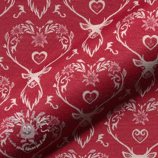 Tessuto decorativo DOUBLE FACE Landhaus Deer Heart dark red