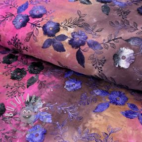 Tessuto di cotone TIE DYE EMBROIDERY Poppy design A