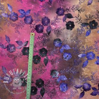 Tessuto di cotone TIE DYE EMBROIDERY Poppy design A