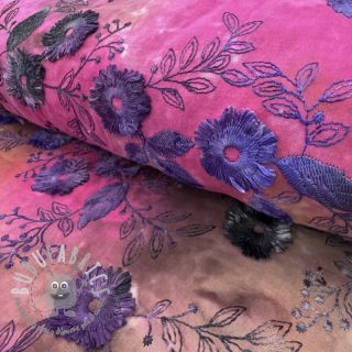Tessuto di cotone TIE DYE EMBROIDERY Poppy design A