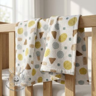 Cotone a nido d'ape Shapes yellow digital print