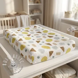 Cotone a nido d'ape Shapes yellow digital print