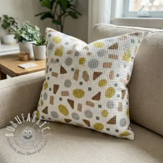 Cotone a nido d'ape Shapes yellow digital print