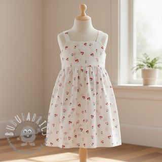 Mussola/Doppia garza Fruits cherry white