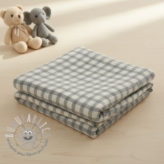 Mussola/Doppia garza LINEN YARN DYED Checks grey natural