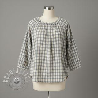 Mussola/Doppia garza LINEN YARN DYED Checks grey natural