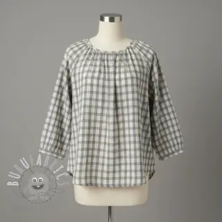 Mussola/Doppia garza LINEN YARN DYED Checks grey natural