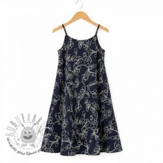 Mussola/Doppia garza EMBROIDERY Climbing flowers navy