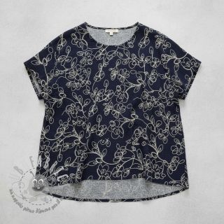 Mussola/Doppia garza EMBROIDERY Climbing flowers navy