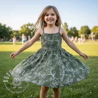 Mussola/Doppia garza EMBROIDERY Climbing flowers pickle