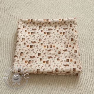 Mussola/Doppia garza Little farm animals design C digital print